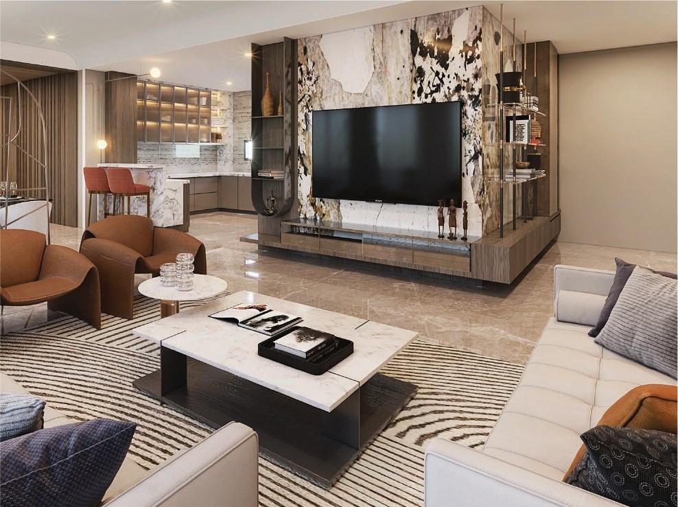Turnkey living room, Al Hamra Villas